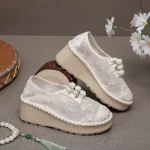 Retro style cloth shoes, height-enhancing cheongsam ethnic style women's cloth shoes, round toe wedge heels, ancient costume shoes, buckle ancient style embroidered shoes
